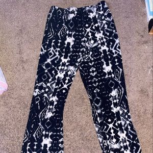 Black and white pattern flare pants. Size medium